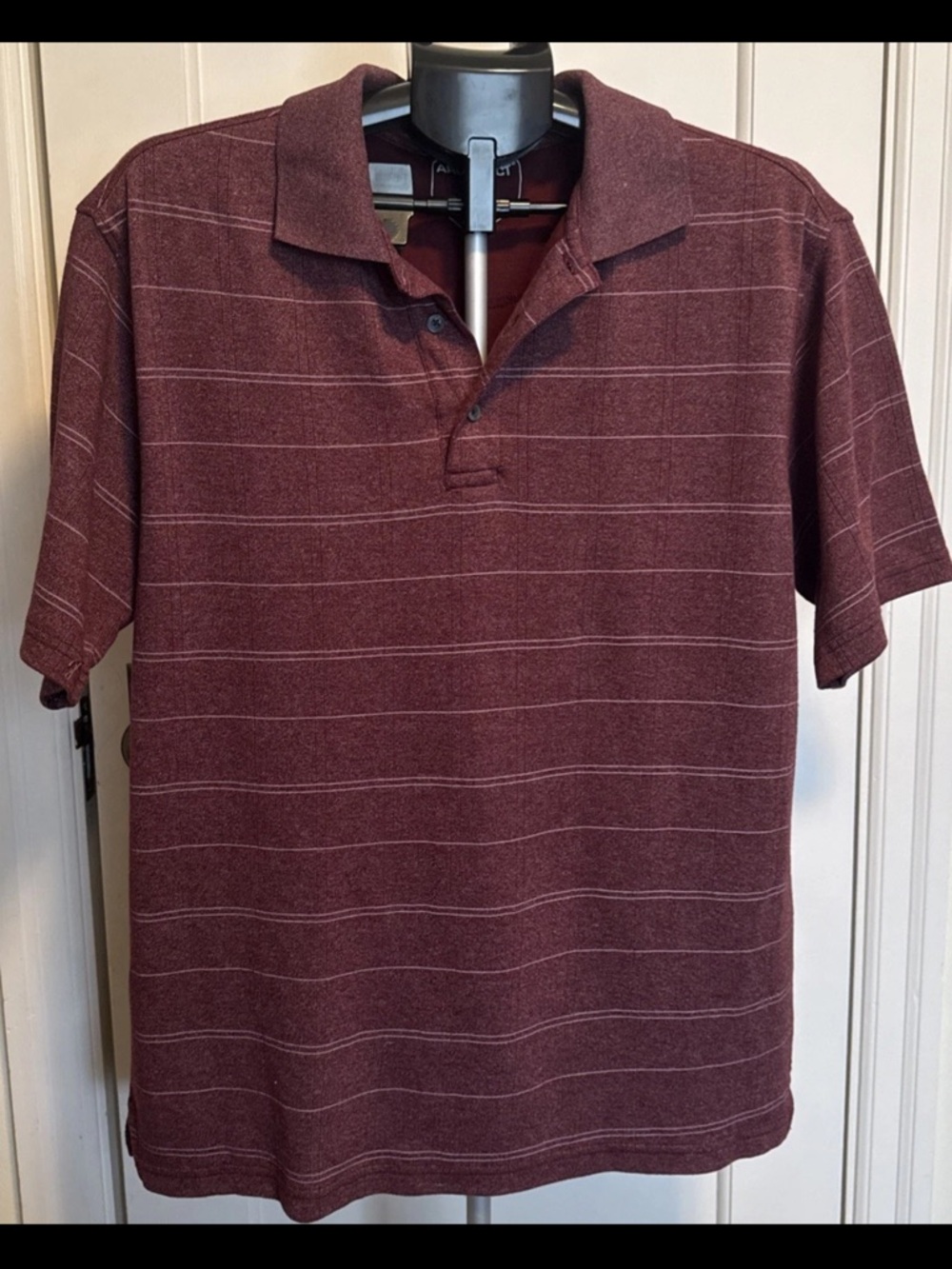 Architect Men's Burgundy Short-Sleeve Polo with Subtle Stripes